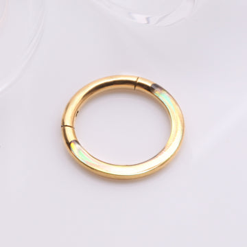 Detail View 1 of Implant Grade Titanium Golden Iridescent Revo Lined Clicker Hoop Ring